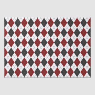 Papel De Seda xadrez de argyle branco preto vermelho