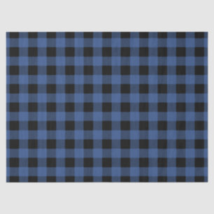 Papel De Seda Xadrez de Búfalo Preto Azul  Gingham Lenhador