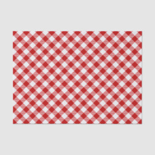 Papel De Seda Xadrez de Buffalo - Verificação de Branco Vermel