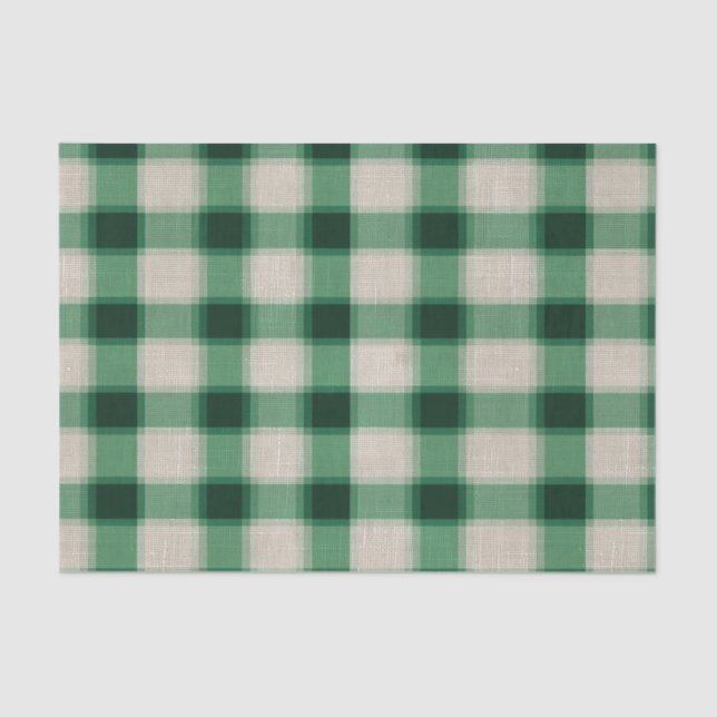 Papel De Seda Xadrez de Creme Verde (Frente )