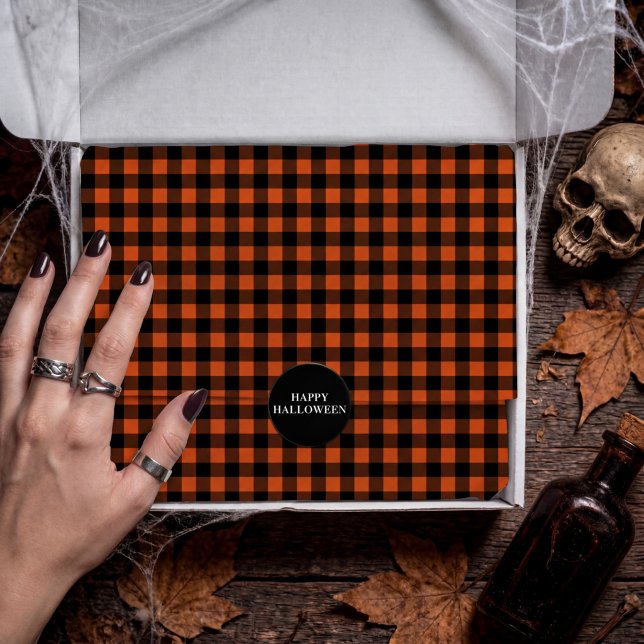 Papel De Seda Xadrez de Gingham Laranja e Preto (Criador carregado)