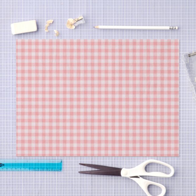 Papel De Seda Xadrez de Gingham, rosa e branca (Arte )