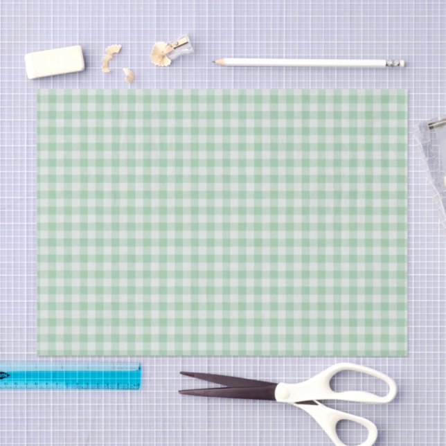 Papel De Seda Xadrez de Gingham verde e branca (Arte )