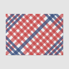 Papel De Seda Xadrez de Gingham Vermelho, Branco e Azul
