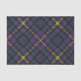 PAPEL DE SEDA XADREZ DE NATAL PRETO ROXO DOURADO COM BRILHO