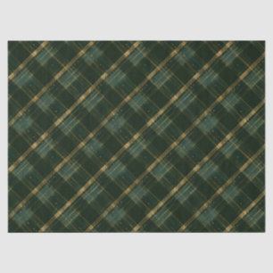 Papel De Seda Xadrez de Natal Verde Dourada