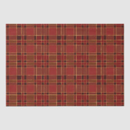 Papel De Seda Xadrez de Natal Vermelho e Dourado Elegante de Inv