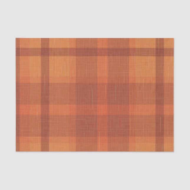 Papel De Seda Xadrez de outono Russo Laranja Tartan (Frente )