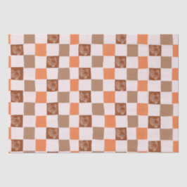 Papel De Seda Xadrez de peru laranja e marrom retrô