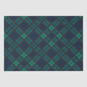 Papel De Seda Xadrez de Tartan preto azul clássico verde
