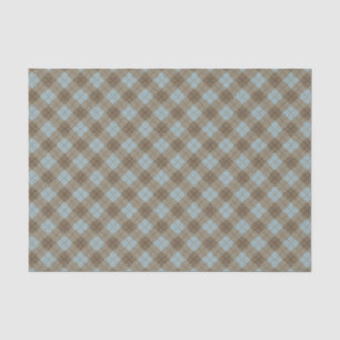 Papel De Seda Xadrez diagonal no azul e no Brown