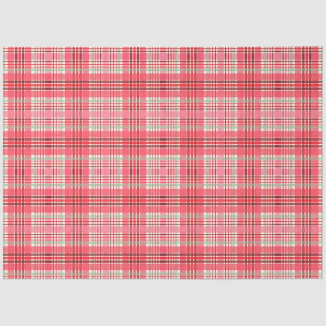 Papel De Seda Xadrez Escocês Rosa (Frente )