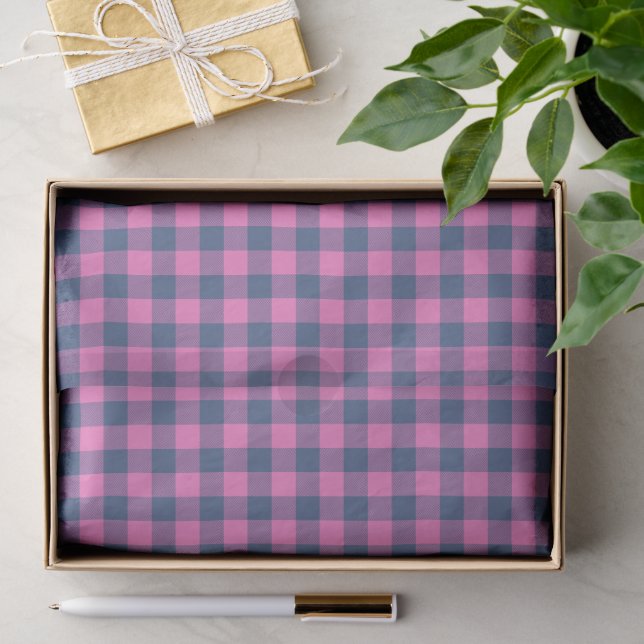 Papel De Seda Xadrez Geométrico Rosa Azul Roxo Quente  (Presente)
