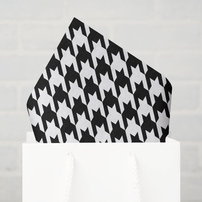 Papel De Seda Xadrez Inglês Preto e Branco (Sacola de presentes)
