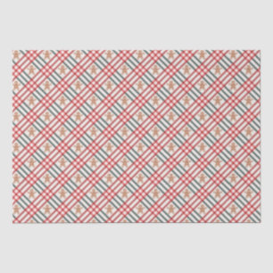 Papel De Seda Xadrez Pão de Natal Vermelho Verde