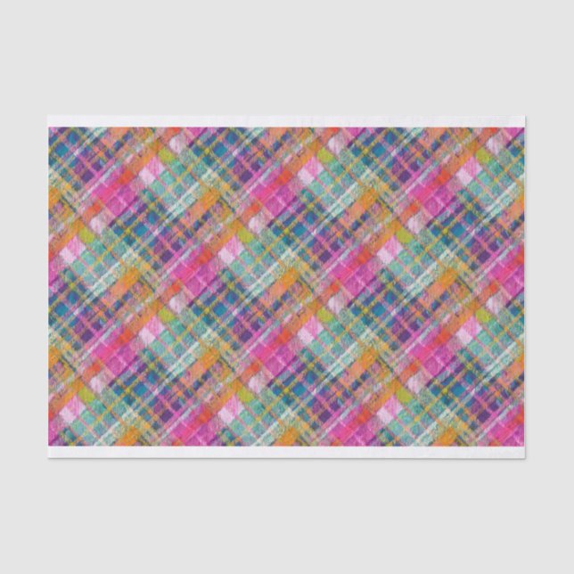 Papel De Seda Xadrez Preppy, Diagonal Número 5 (Frente )
