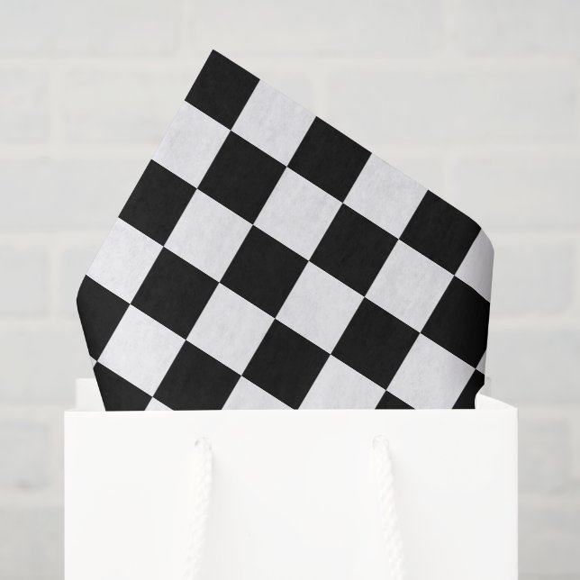 Papel De Seda Xadrez Preto e Branco (Sacola de presentes)