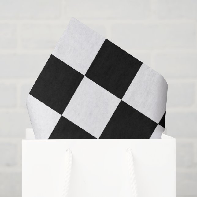 Papel De Seda Xadrez Preto e Branco Grande (Sacola de presentes)