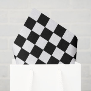 Papel De Seda Xadrez Preto e Branco   Tema de Carro de Corrida