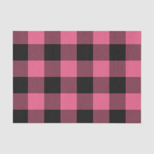 Papel De Seda Xadrez Preto e Rosa Quadriculado Rústico