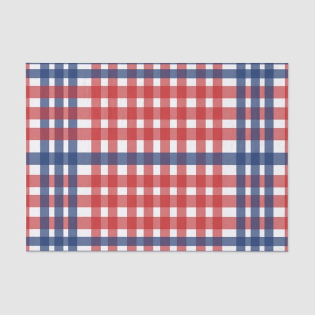 Papel De Seda Xadrez Red White e Blue Gingham (Frente )