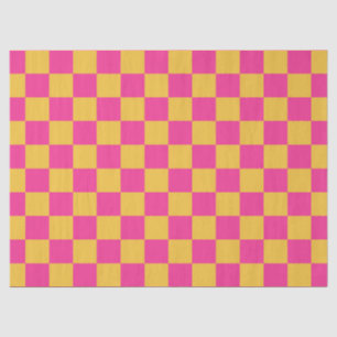 Papel De Seda Xadrez Rosa e Amarelo