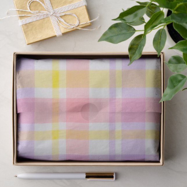 Papel De Seda Xadrez Rosa Lavanda de Primavera  (Presente)