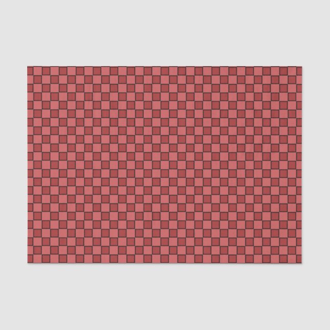 Papel De Seda Xadrez Rosa Vermelho Preto (Frente )