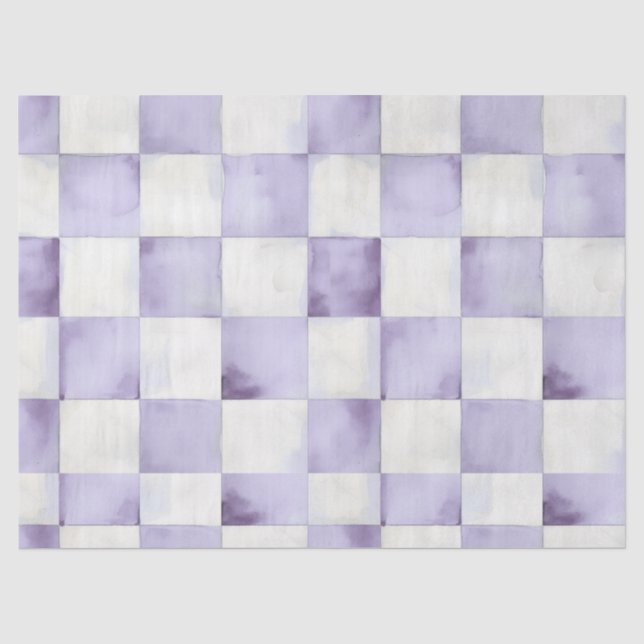 Papel de Seda Xadrez Roxo Decorativo (Frente )