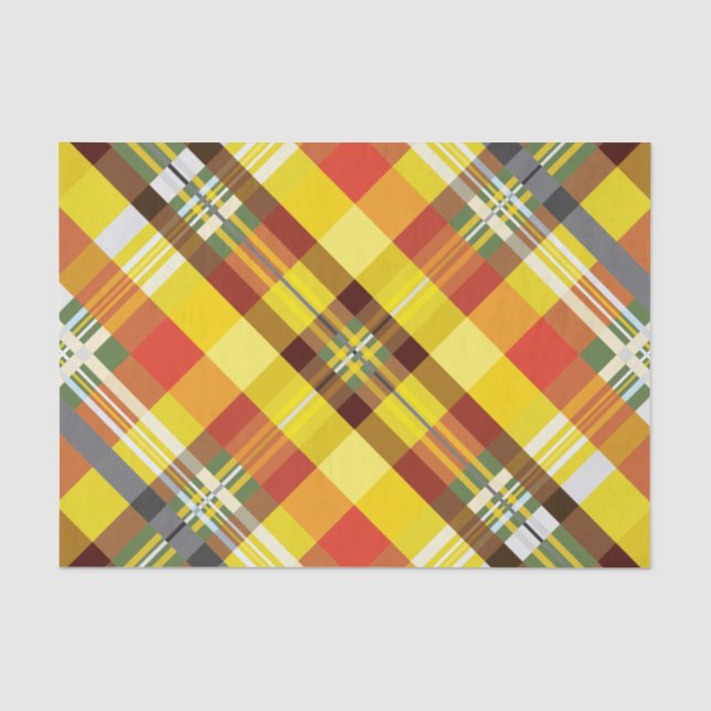 Papel De Seda Xadrez/Tartan - girassol - (Frente )