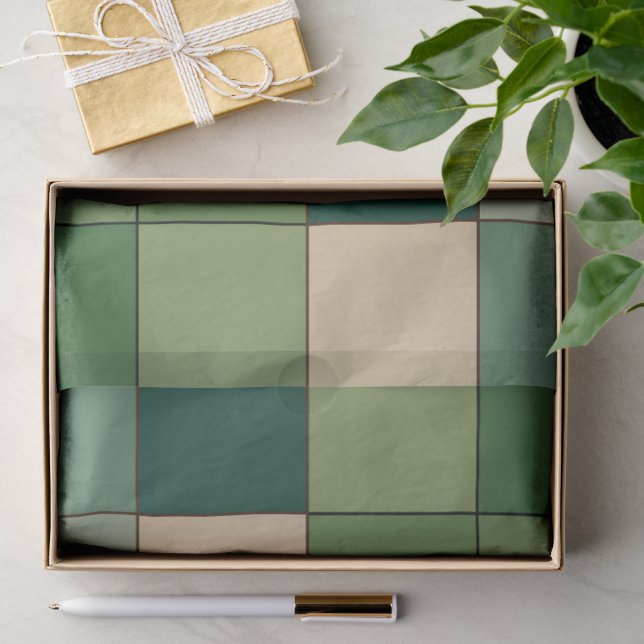 Papel De Seda Xadrez Verde  (Presente)