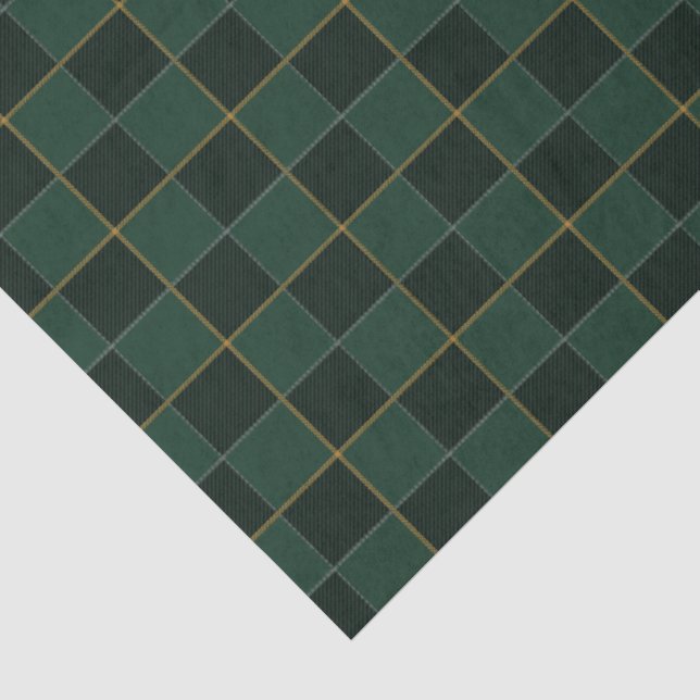 Papel De Seda Xadrez Verde E Dourado Elegante (Detalhes )