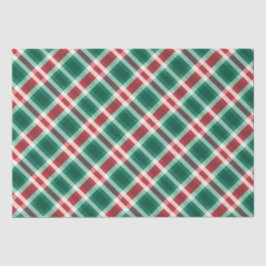 Papel De Seda Xadrez verde e vermelho festivo tradicional