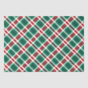 Papel De Seda Xadrez verde e vermelho festivo tradicional