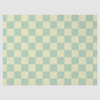 Papel De Seda Xadrez Verde Menta Pastel e Amarelo Pálido