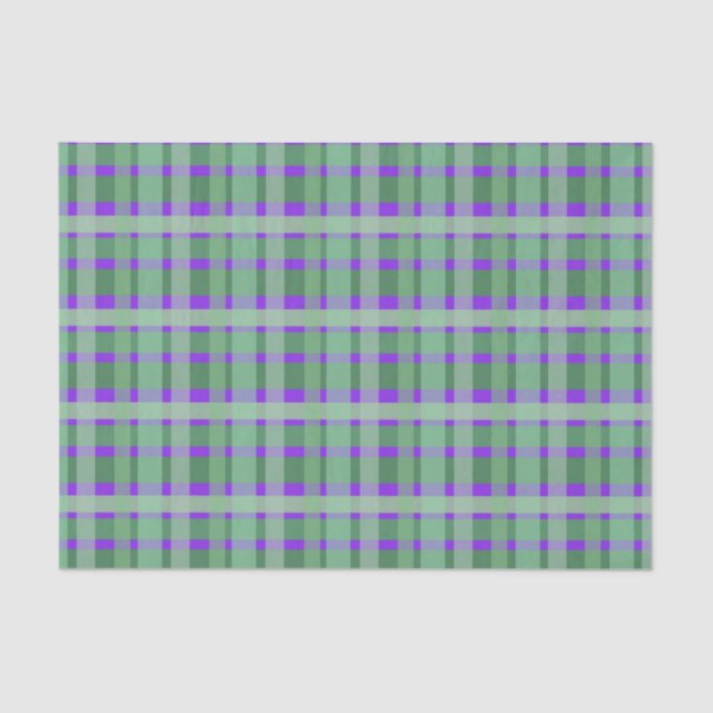 Papel De Seda Xadrez Verificada As Faixa Verde De Tartan Em Roxo (Frente )