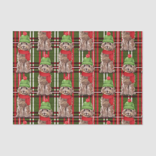 Papel De Seda Xadrez Vermelha e Verde, Natal Castanho (Frente )