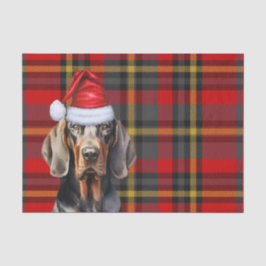 Papel De Seda Xadrez Vermelha Festiva e Natal de Coonhound BT