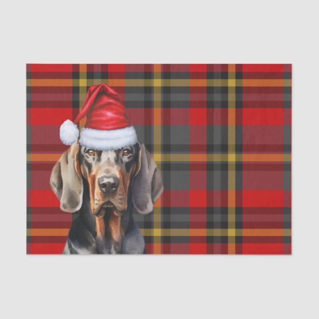 Papel De Seda Xadrez Vermelha Festiva e Natal de Coonhound BT (Frente )