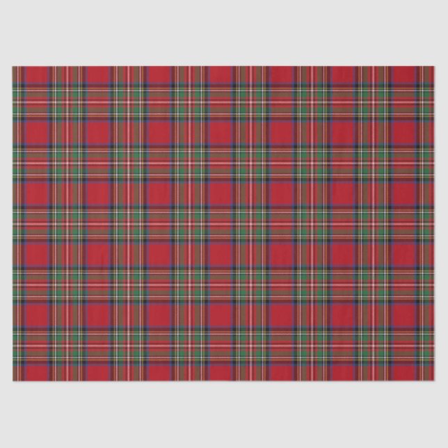 Papel De Seda Xadrez Vermelha Natal Clássica Stewart Tartan (Frente )