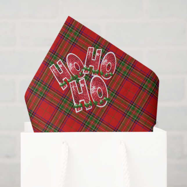 Papel De Seda Xadrez Vermelho Escocês de Natal (Sacola de presentes)