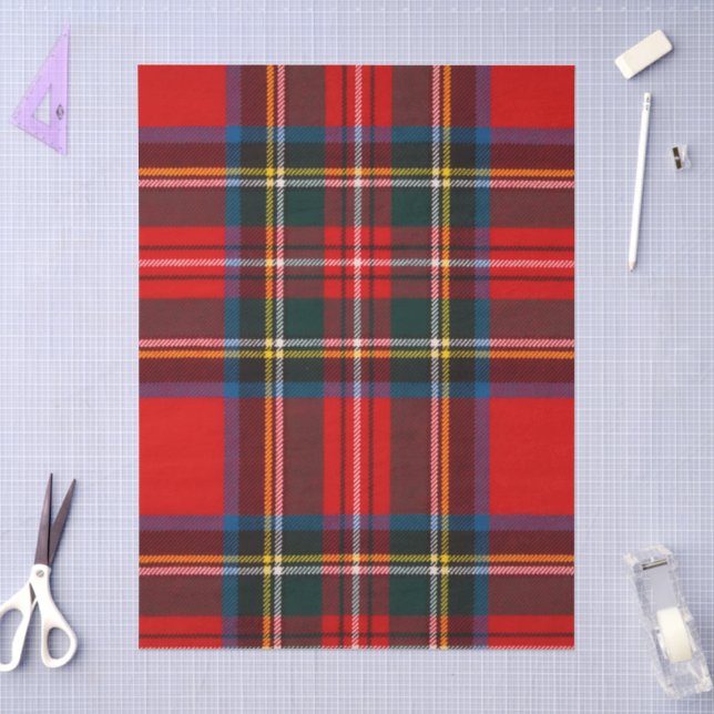 Papel De Seda Xadrez Vermelho Royal Stewart (Arte )