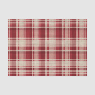 Papel De Seda Xadrezes de Creme Vermelho