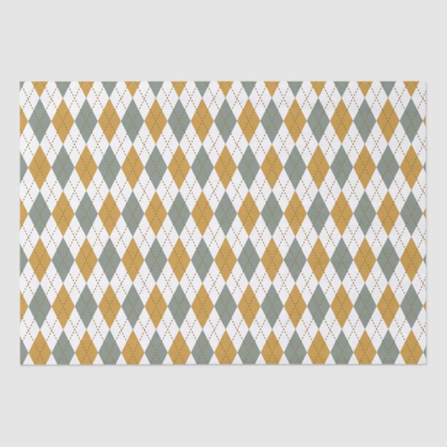 Papel De Seda Xanadu e Dourado Winter Argyle (Frente )
