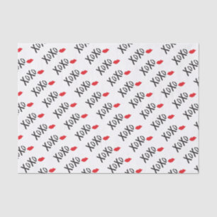 Papel De Seda XoXo-Abraço-Beijo-com-Vermelho-Lábios