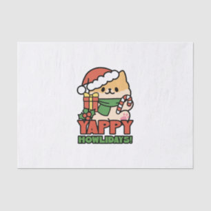 Papel De Seda Yappy Howlidays - Bela Cartoon de Cão de Natal