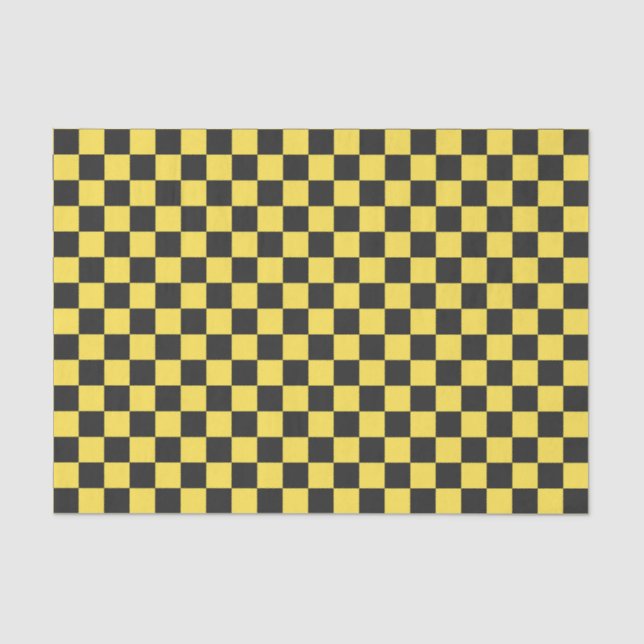 Papel De Seda Yellow and black checkerboard pattern (Frente )