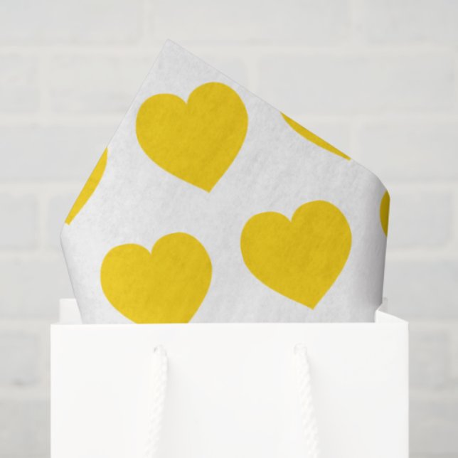 Papel De Seda Yellow Heart Modern Happy Friendship Sweet Joyful (Sacola de presentes)