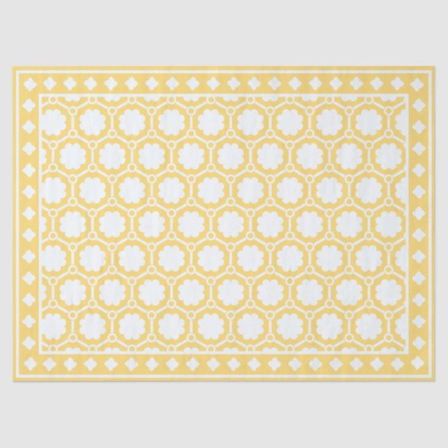 Papel De Seda Yellow Modern Bone Inlay Decoupage Paper (Frente )