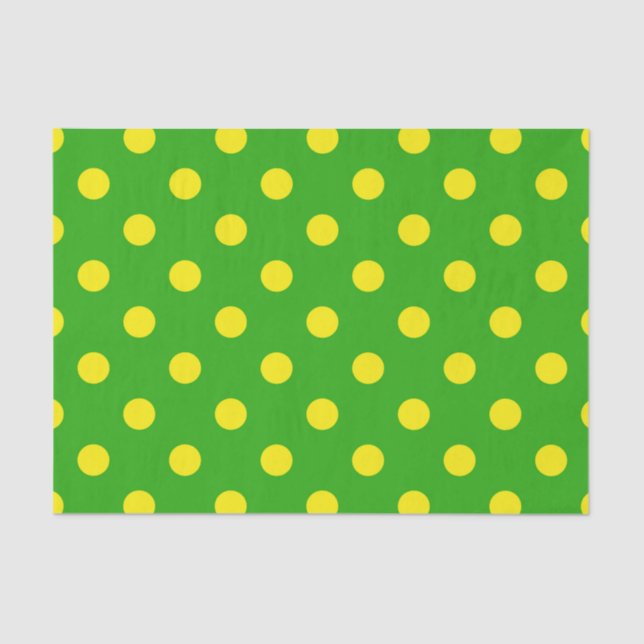 Papel De Seda Yellow On Green Polka Dots Pattern Design  (Frente )